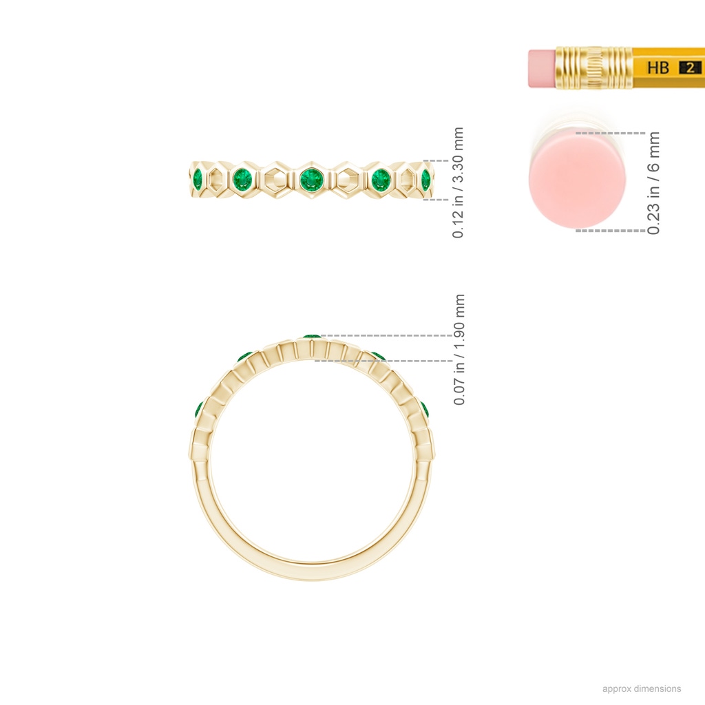 1.5mm AAA Natori x Angara Alternate Hexagonal Emerald Band in Yellow Gold Ruler