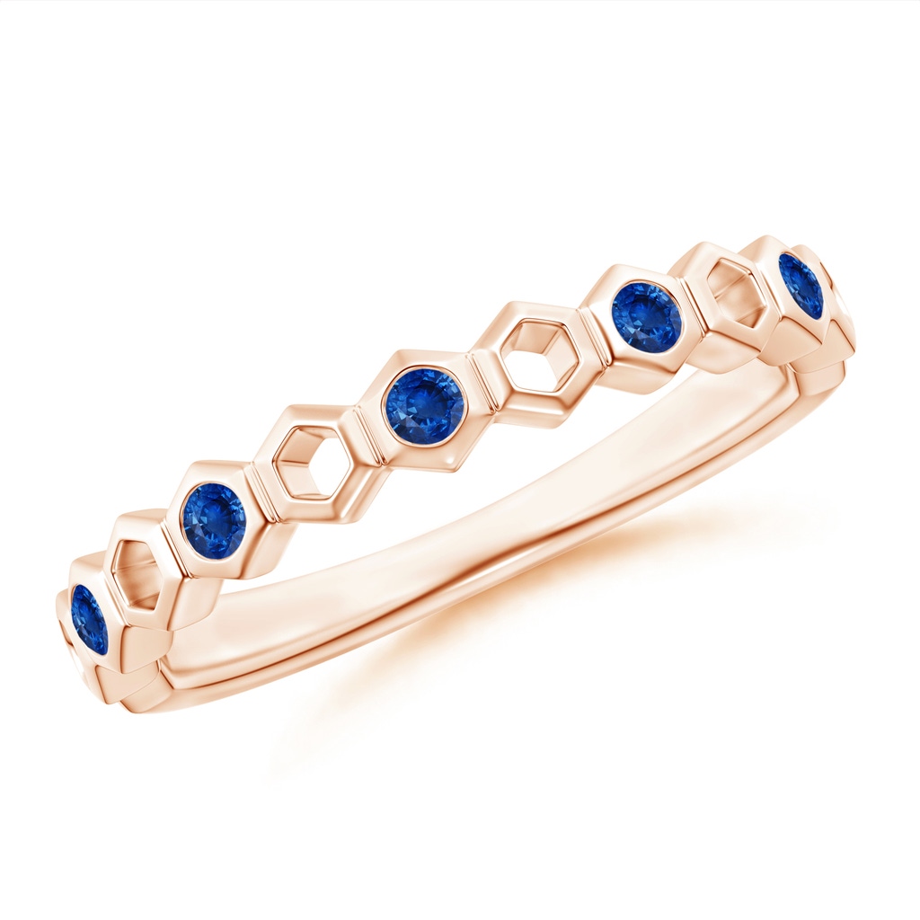 1.5mm AAA Natori x Angara Alternate Hexagonal Blue Sapphire Band in Rose Gold