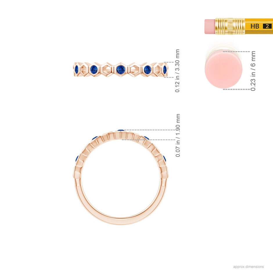 1.5mm AAA Natori x Angara Alternate Hexagonal Blue Sapphire Band in Rose Gold ruler