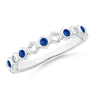 1.5mm AAA Natori x Angara Alternate Hexagonal Blue Sapphire Band in White Gold