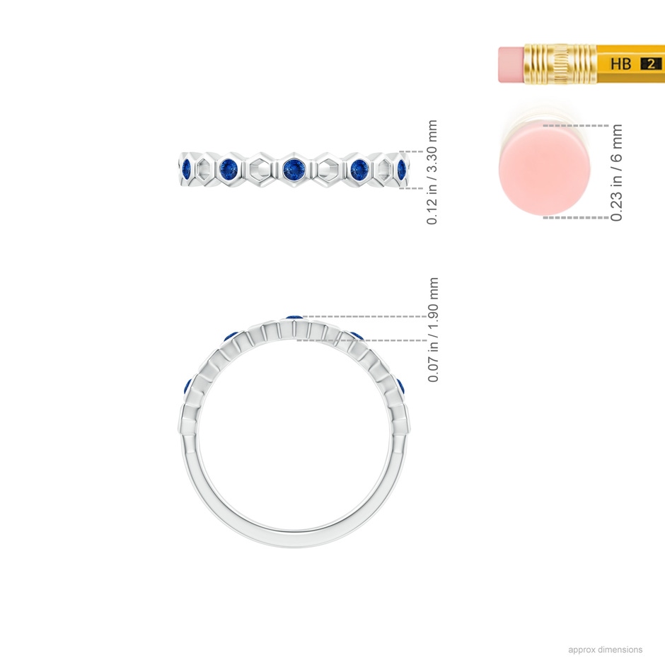 1.5mm AAA Natori x Angara Alternate Hexagonal Blue Sapphire Band in White Gold ruler