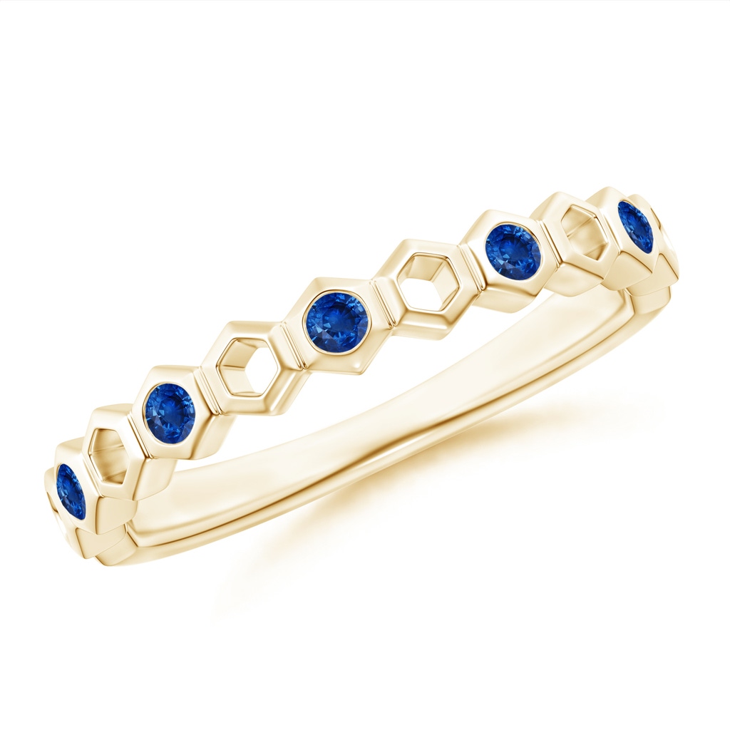 1.5mm AAA Natori x Angara Alternate Hexagonal Blue Sapphire Band in Yellow Gold