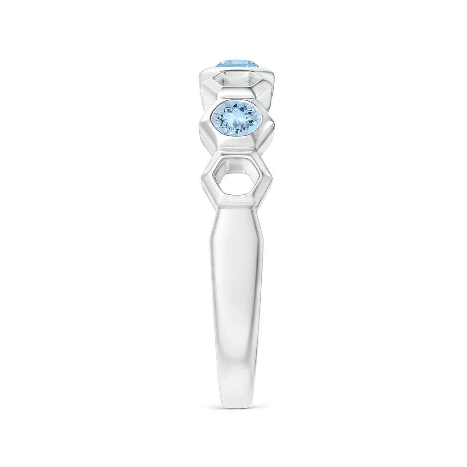 3mm AAA Natori x Angara Alternate Hexagonal Aquamarine Half Eternity Band in White Gold side 2