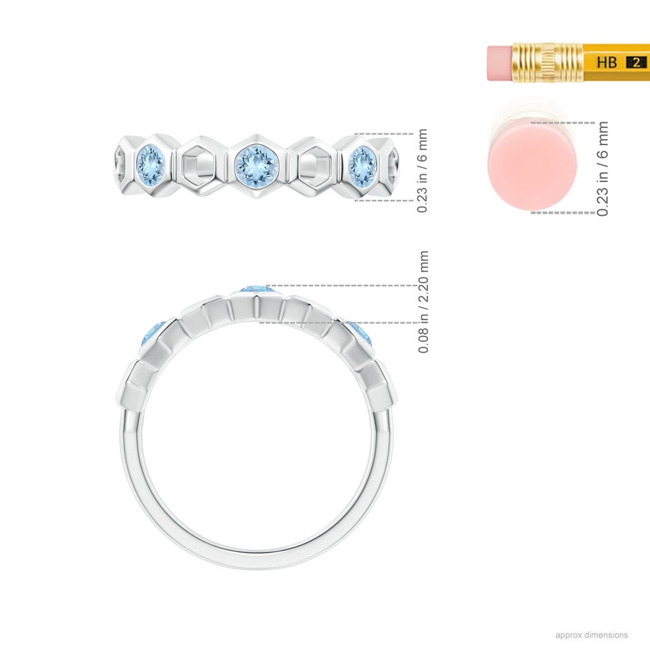 3mm AAA Natori x Angara Alternate Hexagonal Aquamarine Half Eternity Band in White Gold ruler