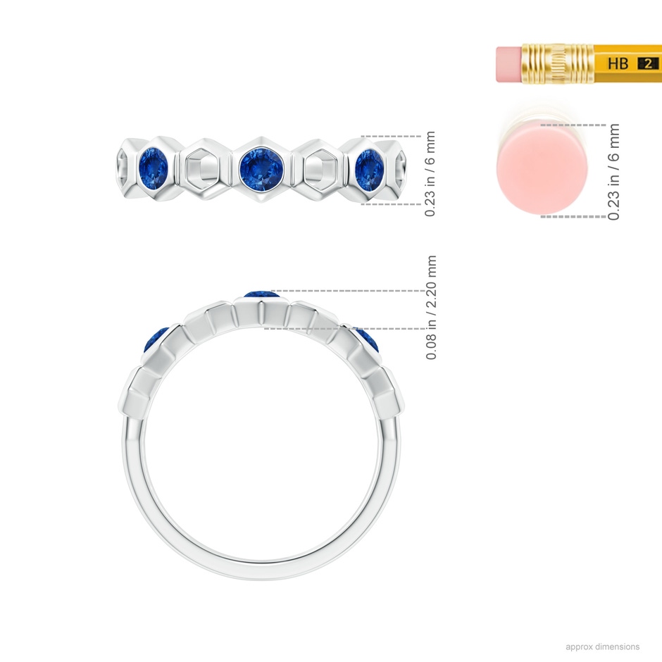 3mm AAA Natori x Angara Alternate Hexagonal Blue Sapphire Half Eternity Band in White Gold ruler