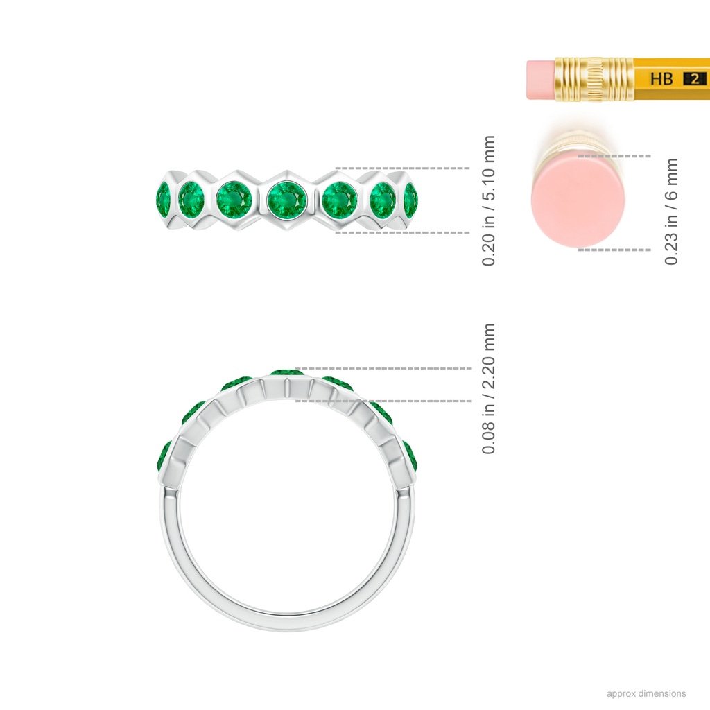 2.5mm AAA Natori x Angara Hexagonal Emerald Band in White Gold Ruler