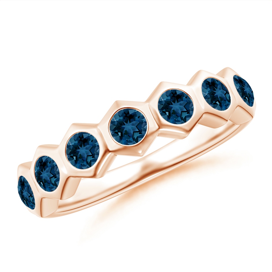 2.5mm AAA Natori x Angara Hexagonal London Blue Topaz Band in Rose Gold 