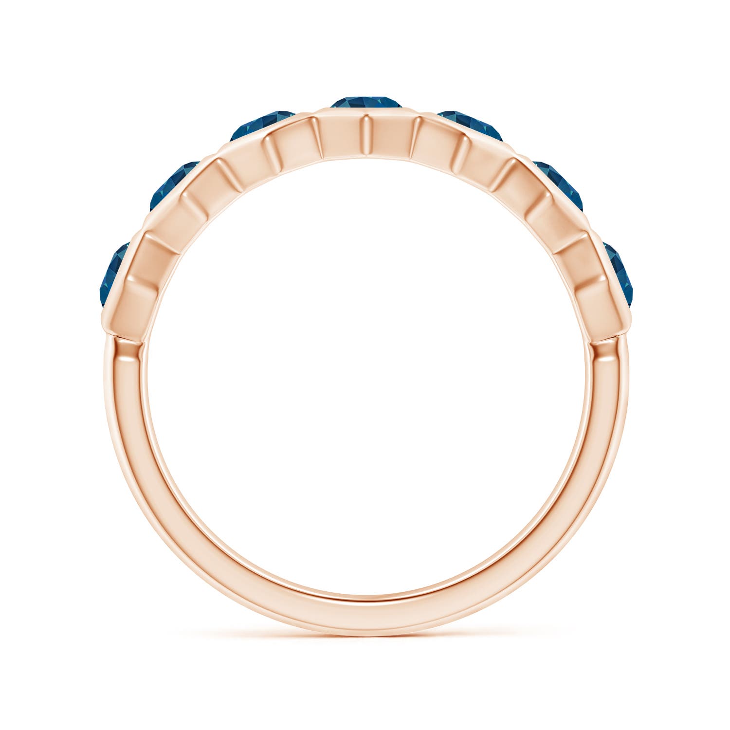 2.5mm AAA Natori x Angara Hexagonal London Blue Topaz Band in Rose Gold - side 1