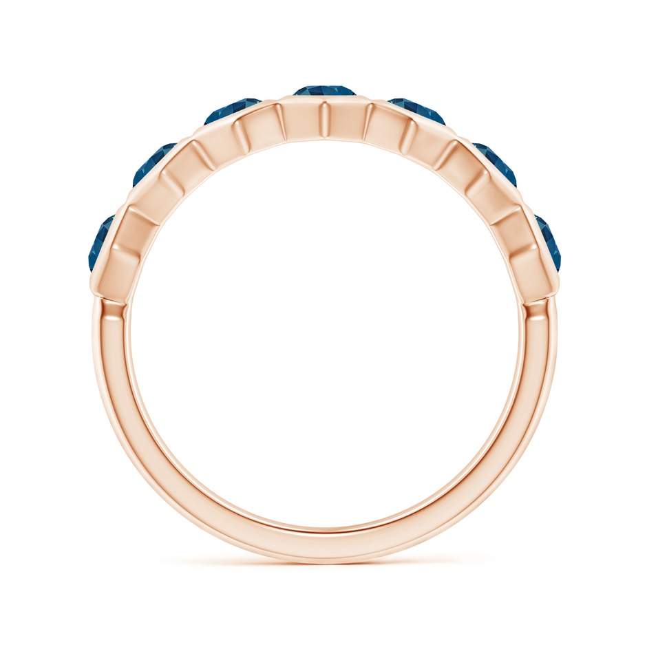 2.5mm AAA Natori x Angara Hexagonal London Blue Topaz Band in Rose Gold side 1