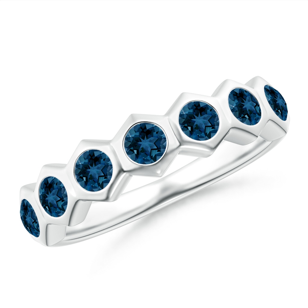 2.5mm AAA Natori x Angara Hexagonal London Blue Topaz Band in White Gold