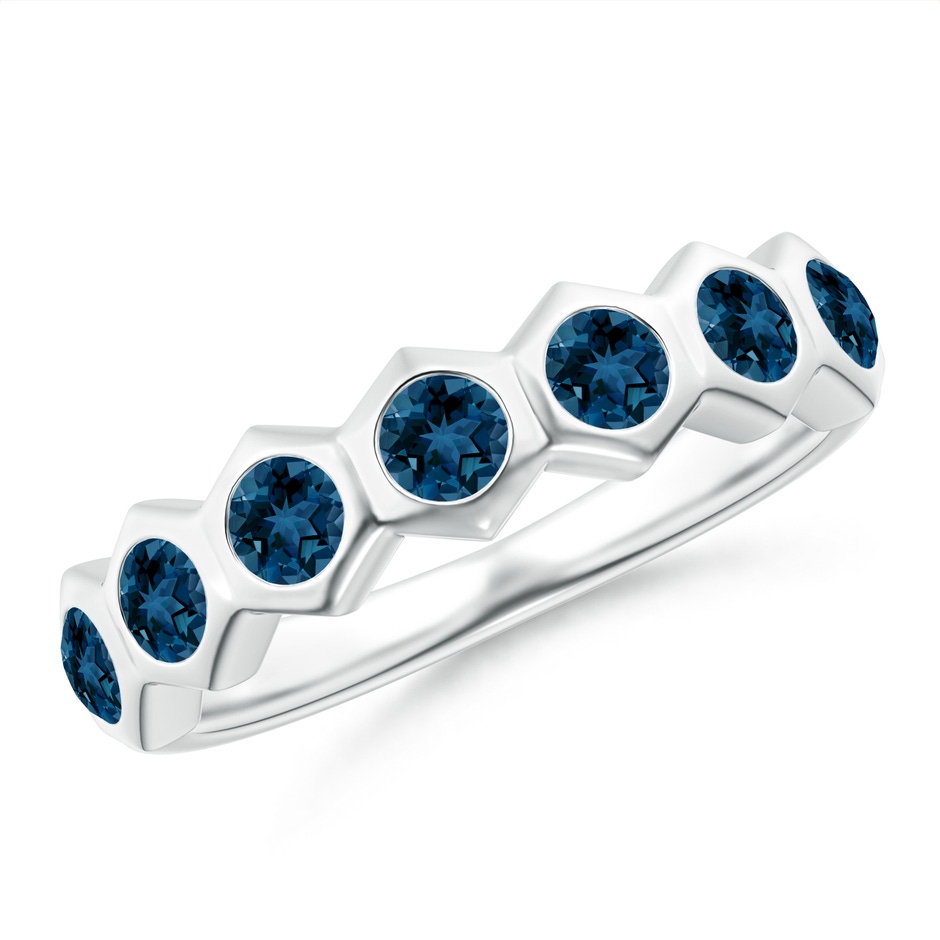 2.5mm AAA Natori x Angara Hexagonal London Blue Topaz Band in White Gold 