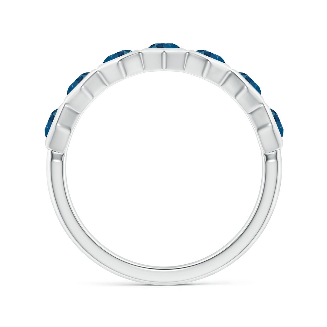 2.5mm AAA Natori x Angara Hexagonal London Blue Topaz Band in White Gold - side 1