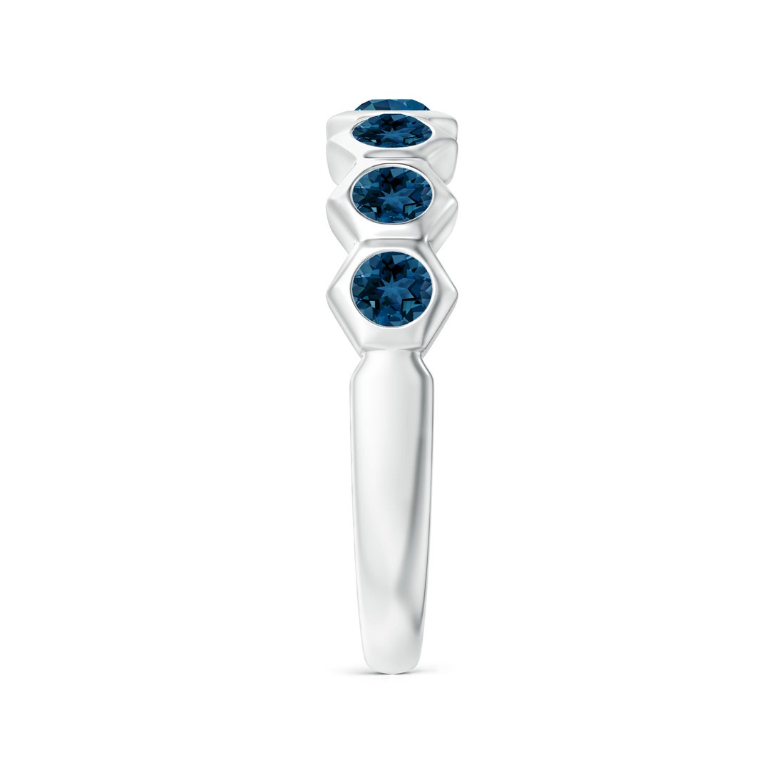 2.5mm AAA Natori x Angara Hexagonal London Blue Topaz Band in White Gold - side 2