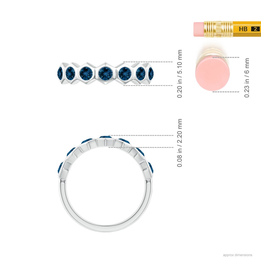 2.5mm AAA Natori x Angara Hexagonal London Blue Topaz Band in White Gold - ruler