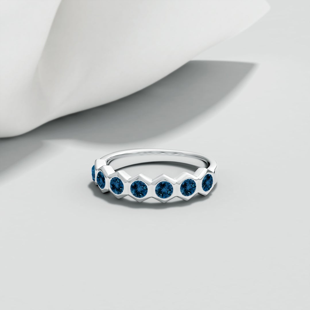 2.5mm AAA Natori x Angara Hexagonal London Blue Topaz Band in White Gold - lifestyle 5