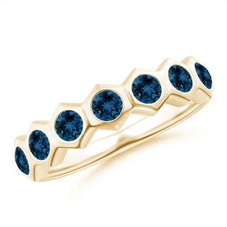 2.5mm AAA Natori x Angara Hexagonal London Blue Topaz Band in Yellow Gold