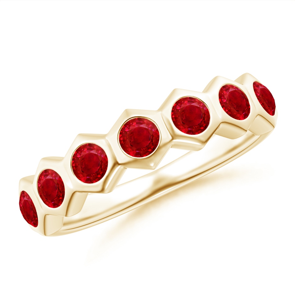 2.5mm AAA Natori x Angara Hexagonal Ruby Band in Yellow Gold 