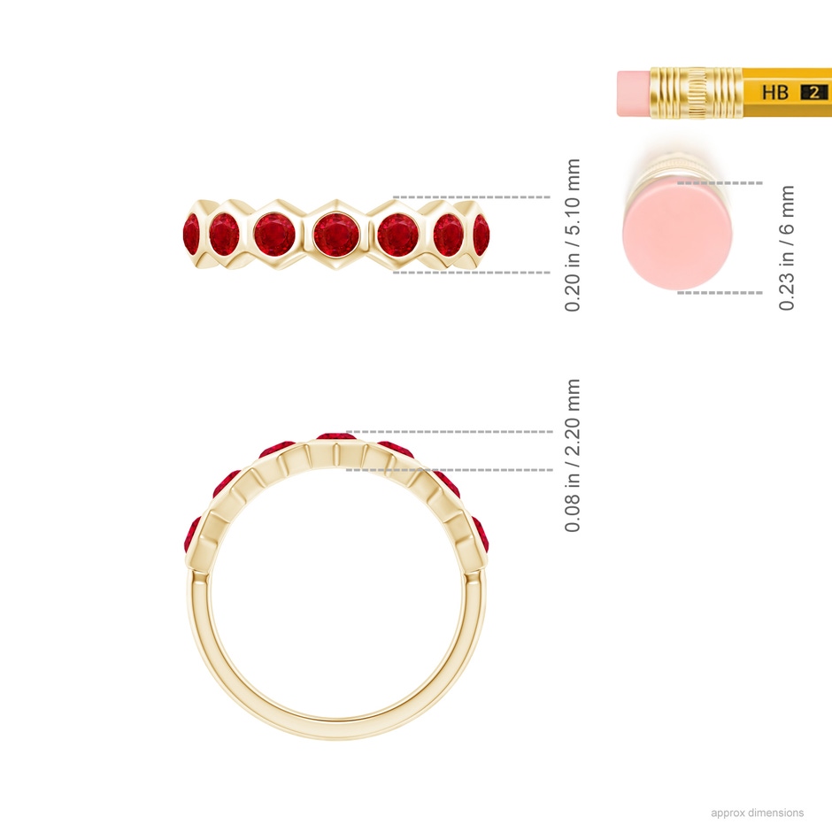 2.5mm AAA Natori x Angara Hexagonal Ruby Band in Yellow Gold ruler