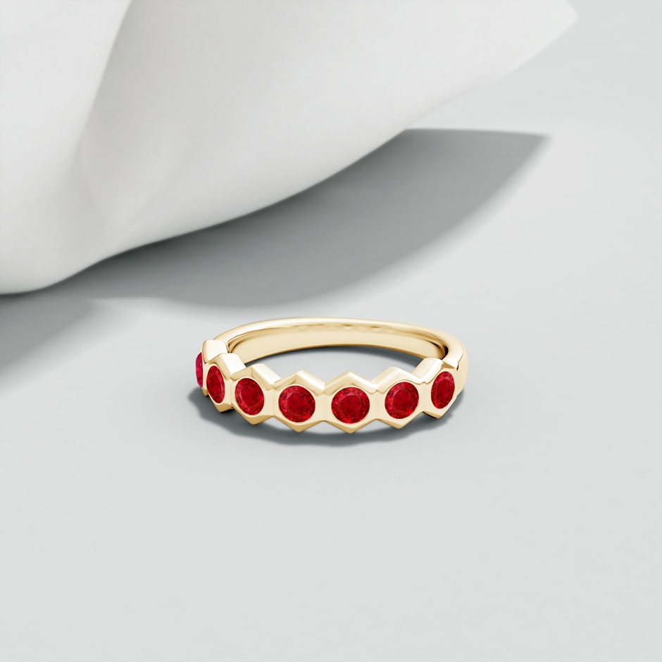 2.5mm AAA Natori x Angara Hexagonal Ruby Band in Yellow Gold lifestyle