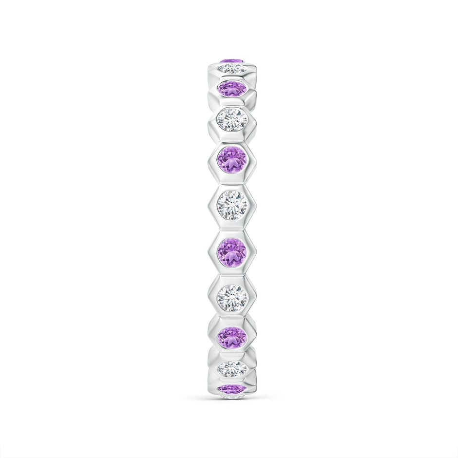 1.5mm AAA Natori x Angara Hexagonal Amethyst and Diamond Eternity Band in 55 White Gold side 2