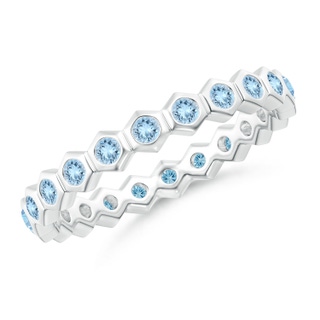 1.5mm AAA Natori x Angara Hexagonal Aquamarine Eternity Band in 60 White Gold