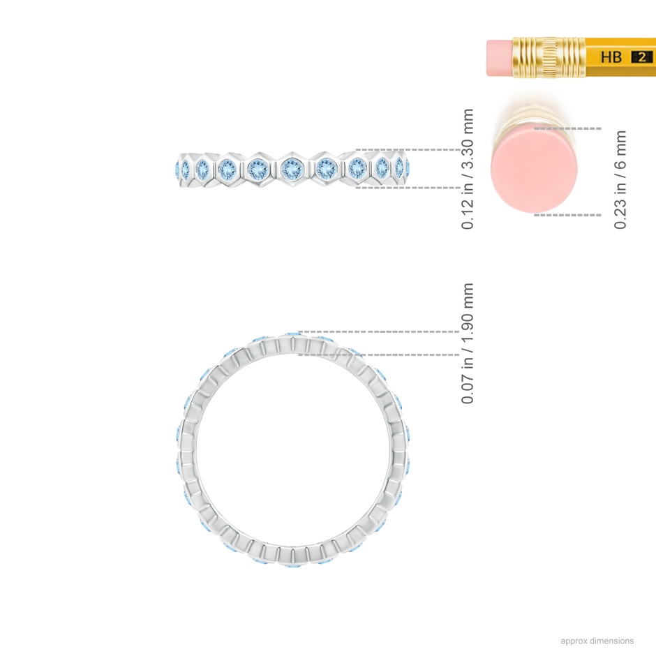 1.5mm AAA Natori x Angara Hexagonal Aquamarine Eternity Band in 75 White Gold ruler