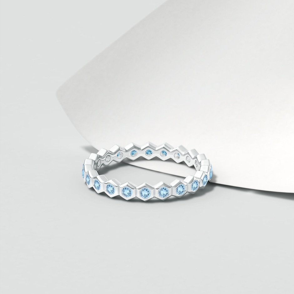 1.5mm AAA Natori x Angara Hexagonal Aquamarine Eternity Band in 75 White Gold lifestyle