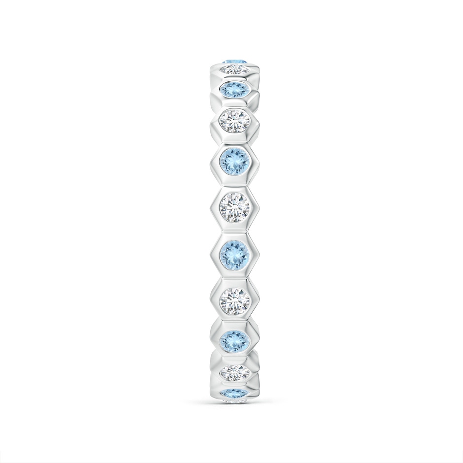 1.5mm AAA Natori x Angara Hexagonal Aquamarine and Diamond Eternity Band in 55 White Gold side 2