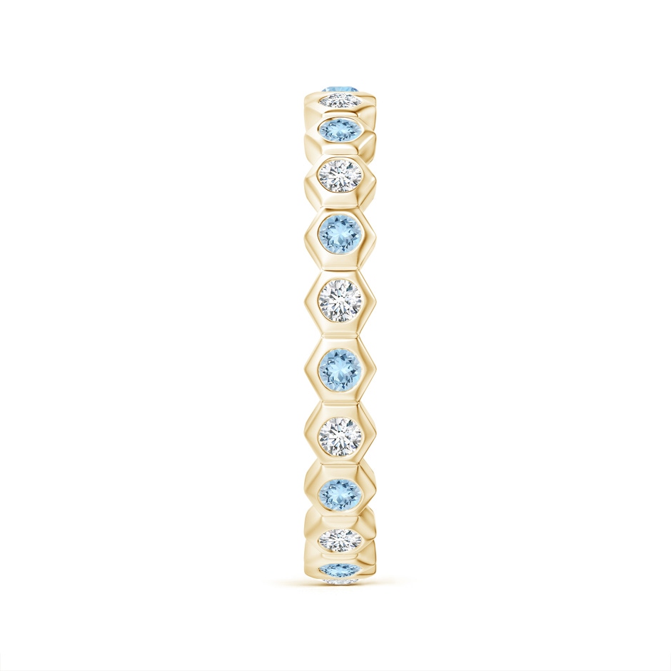 1.5mm AAA Natori x Angara Hexagonal Aquamarine and Diamond Eternity Band in 55 Yellow Gold side 2