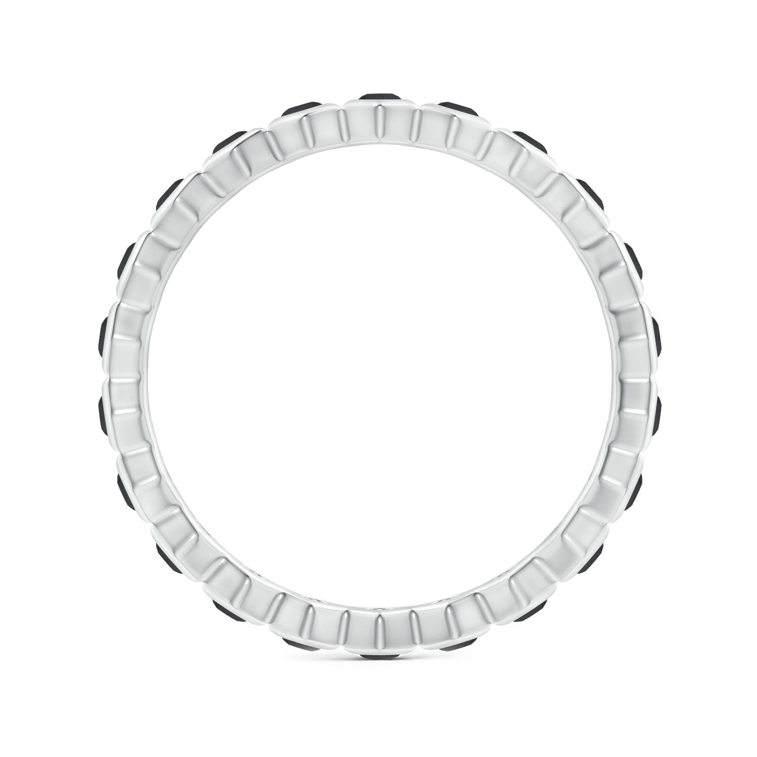 1.5mm AA Natori x Angara Hexagonal Black Diamond Eternity Band in 55 White Gold