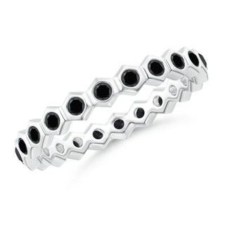 1.5mm AA Natori x Angara Hexagonal Black Diamond Eternity Band in 75 White Gold