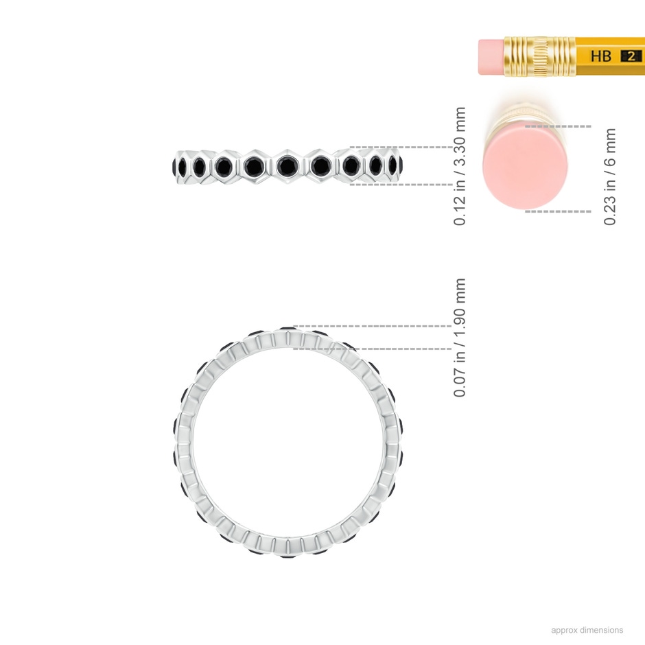 1.5mm AA Natori x Angara Hexagonal Black Diamond Eternity Band in 75 White Gold ruler