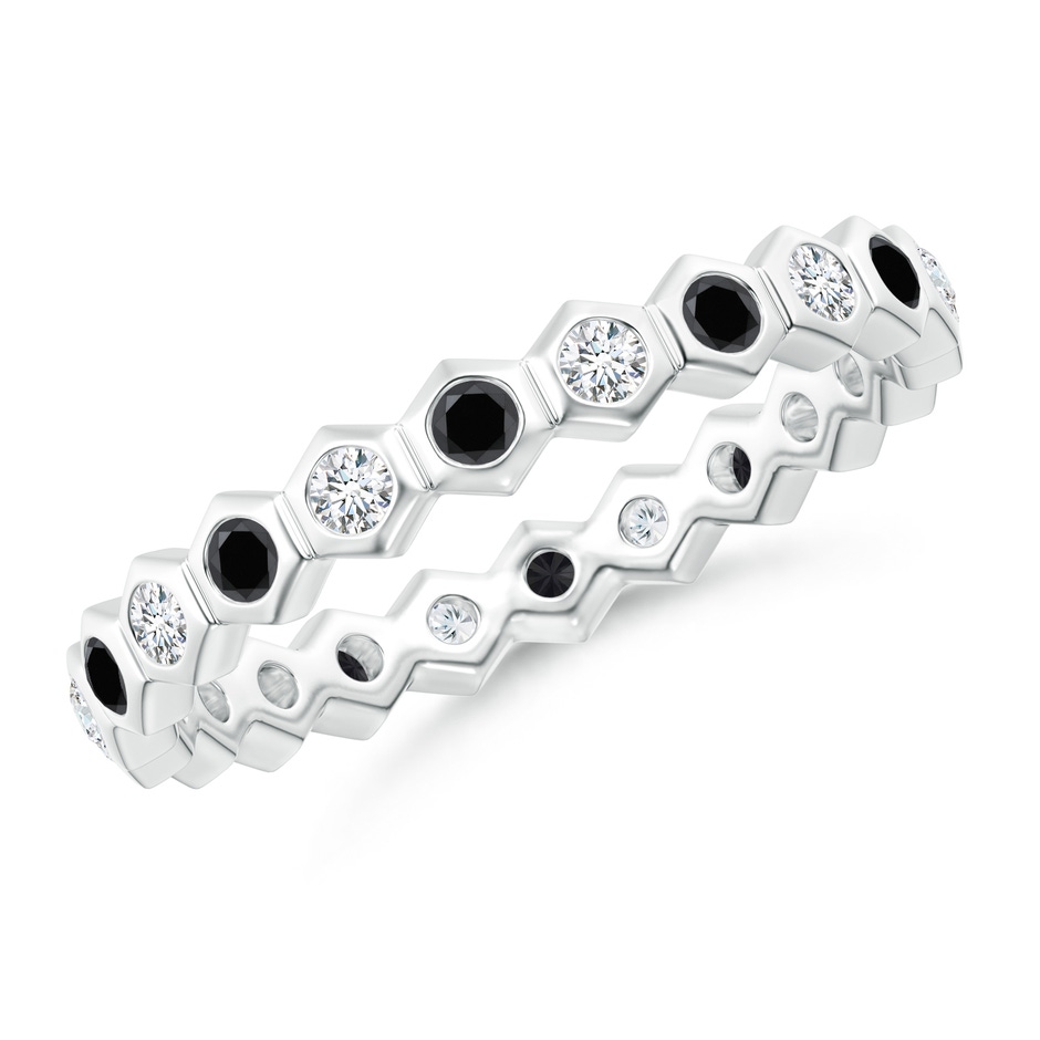 1.5mm AA Natori x Angara Hexagonal Black Diamond and Diamond Eternity Band in 75 White Gold 