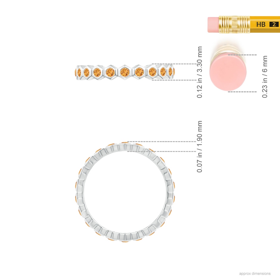 1.5mm AAA Natori x Angara Hexagonal Citrine Eternity Band in 55 White Gold ruler