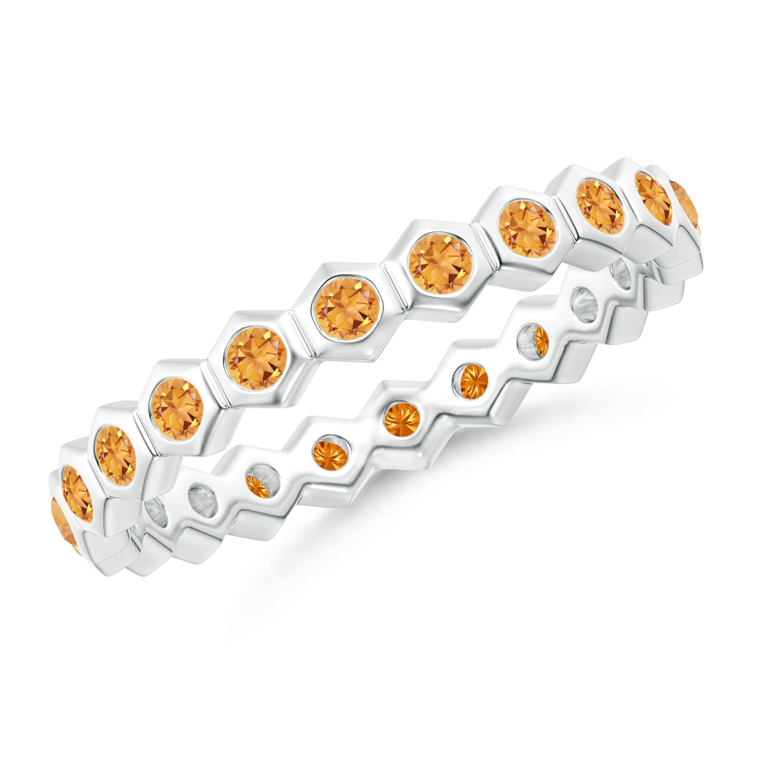 1.5mm AAA Natori x Angara Hexagonal Citrine Eternity Band in 60 White Gold