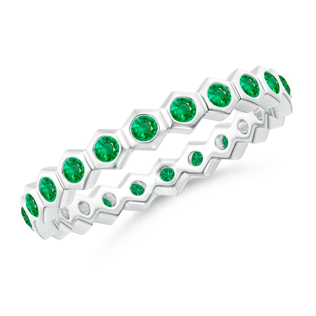 1.5mm AAA Natori x Angara Hexagonal Emerald Eternity Band in 55 White Gold