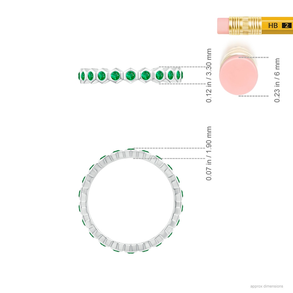 1.5mm AAA Natori x Angara Hexagonal Emerald Eternity Band in 55 White Gold ruler