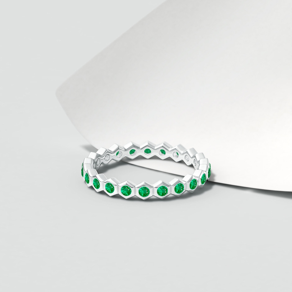 1.5mm AAA Natori x Angara Hexagonal Emerald Eternity Band in 55 White Gold lifestyle