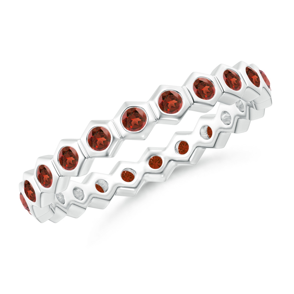 1.5mm AAA Natori x Angara Hexagonal Garnet Eternity Band in 55 White Gold