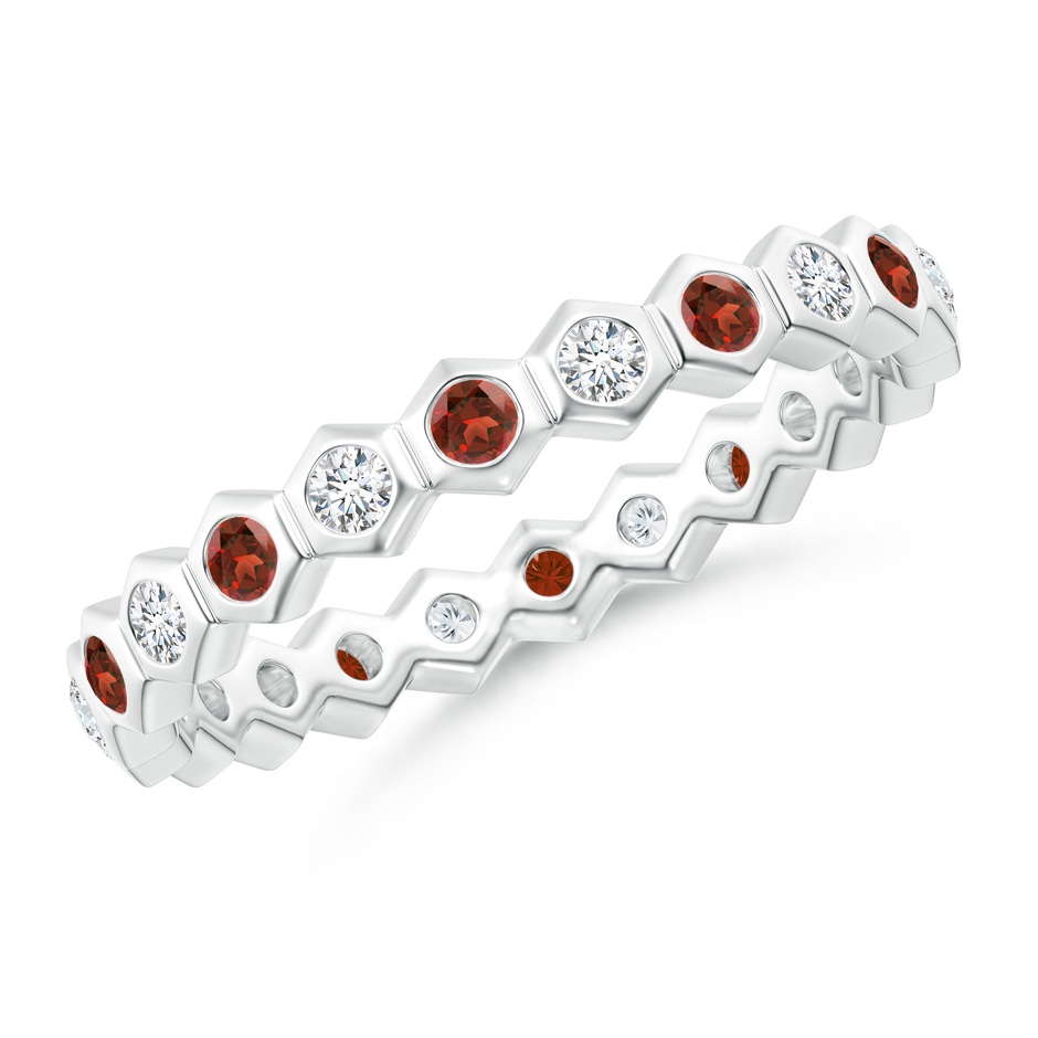 1.5mm AAA Natori x Angara Hexagonal Garnet and Diamond Eternity Band in 55 White Gold 