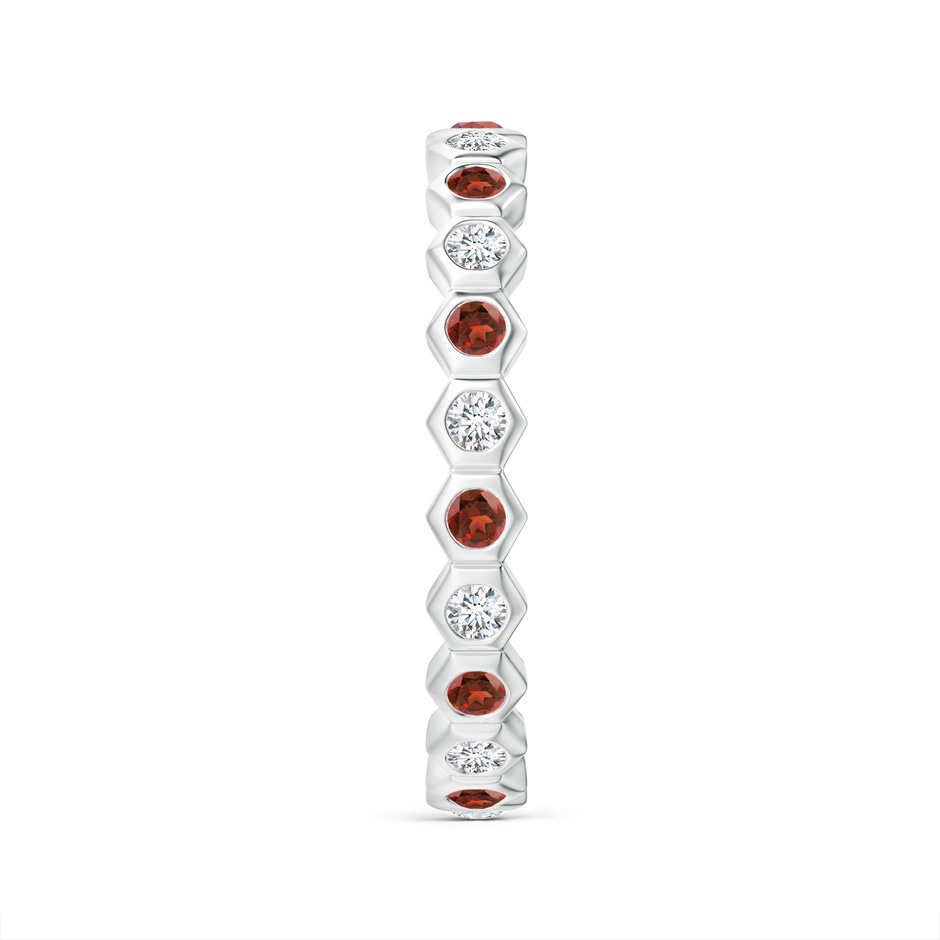 1.5mm AAA Natori x Angara Hexagonal Garnet and Diamond Eternity Band in 55 White Gold side 2