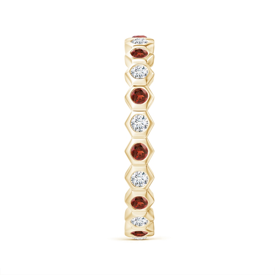 1.5mm AAA Natori x Angara Hexagonal Garnet and Diamond Eternity Band in 75 Yellow Gold side 2