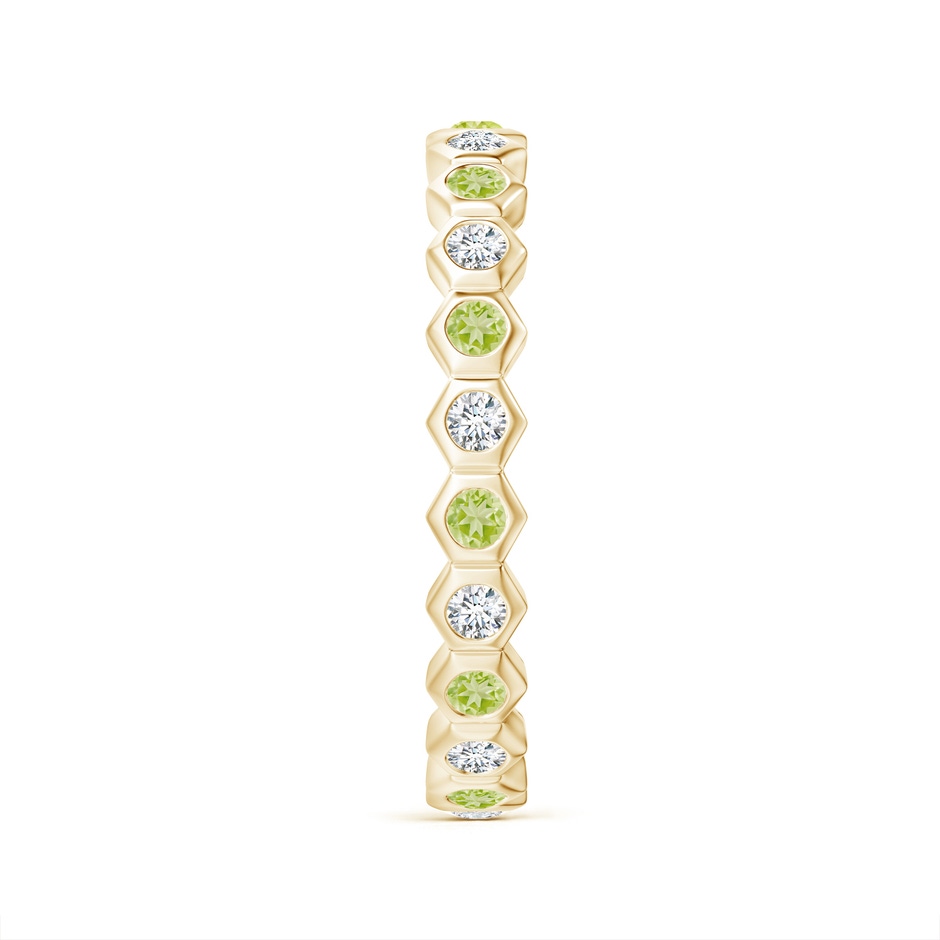 1.5mm AAA Natori x Angara Hexagonal Peridot and Diamond Eternity Band in 55 Yellow Gold side 2