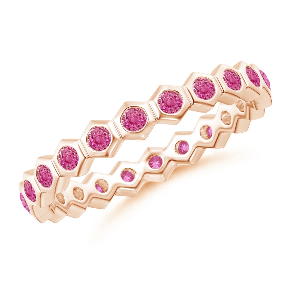 1.5mm AAA Natori x Angara Hexagonal Pink Sapphire Eternity Band in 55 Rose Gold