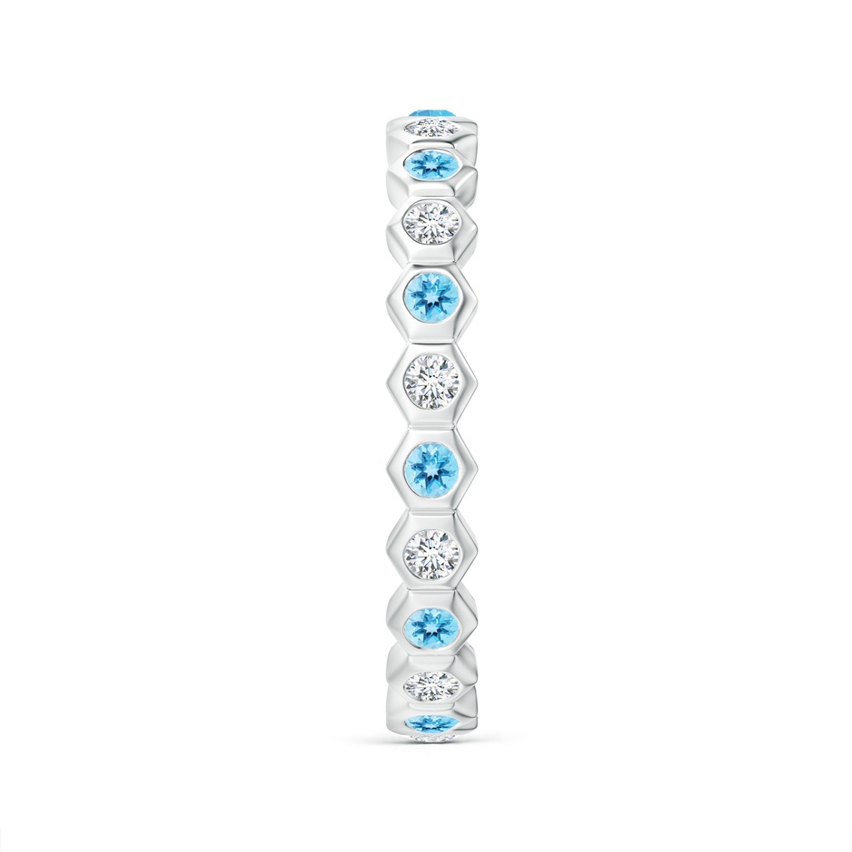 1.5mm AAA Natori x Angara Hexagonal Swiss Blue Topaz and Diamond Eternity Band in 55 White Gold side 2