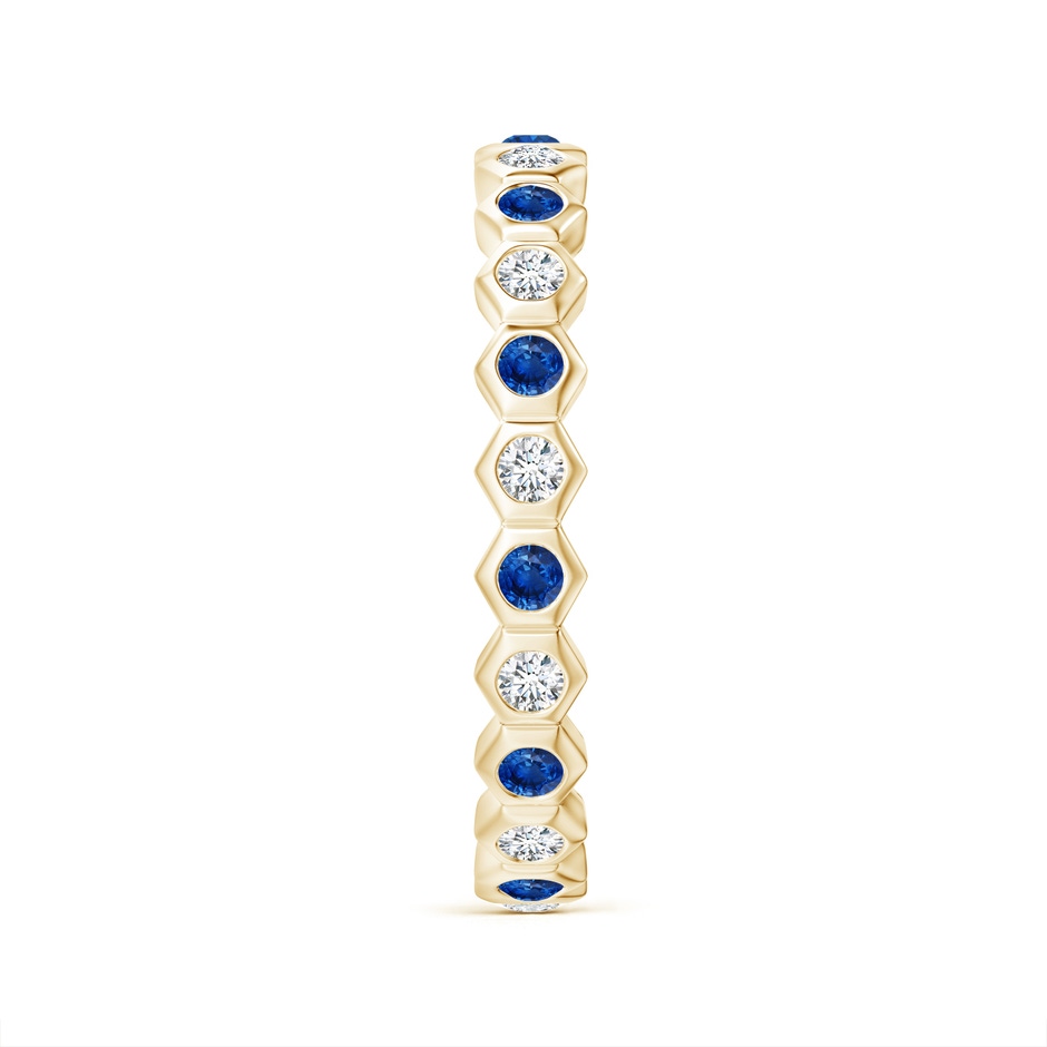 1.5mm AAA Natori x Angara Hexagonal Blue Sapphire and Diamond Eternity Band in 55 Yellow Gold side 2