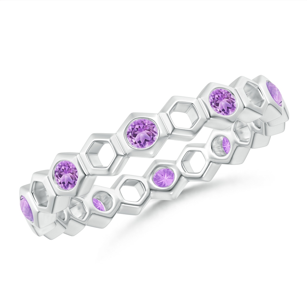 2mm AAA Natori x Angara Hexagonal Alternate Amethyst Eternity Band in 55 White Gold