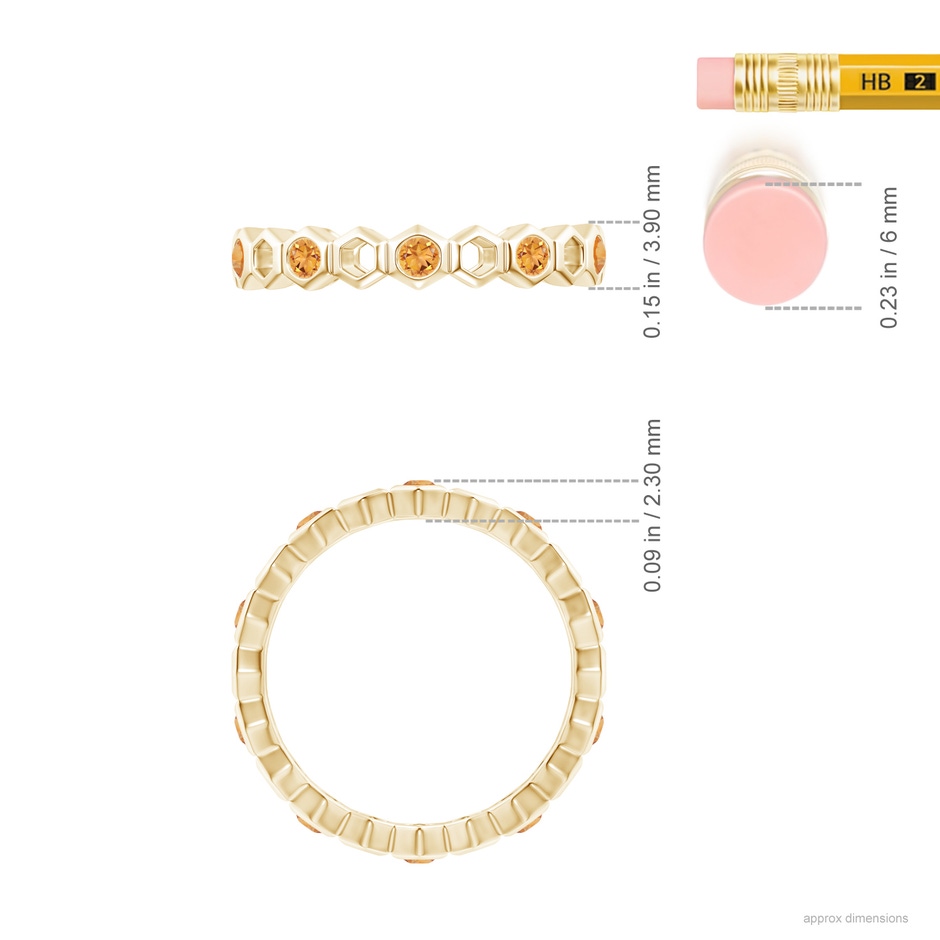 2mm AAA Natori x Angara Hexagonal Alternate Citrine Eternity Band in 75 Yellow Gold ruler