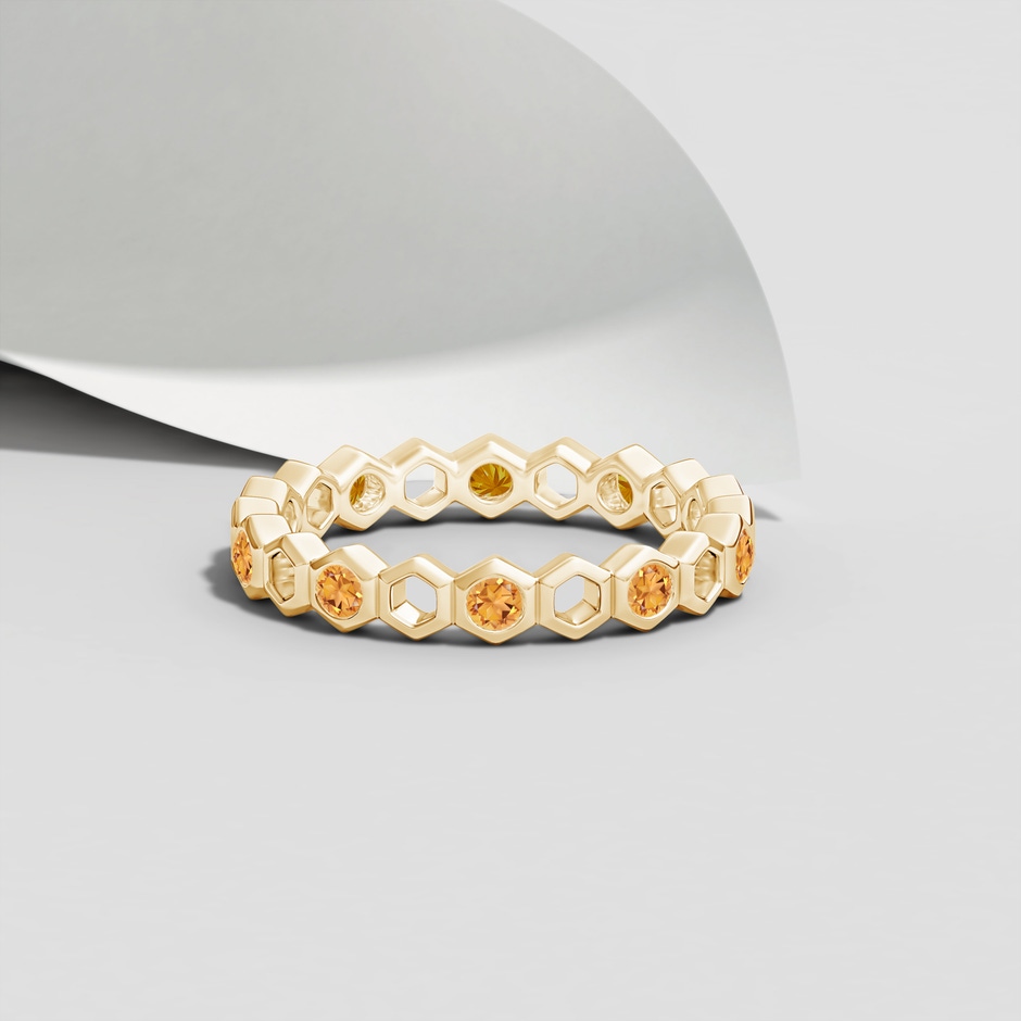 2mm AAA Natori x Angara Hexagonal Alternate Citrine Eternity Band in 75 Yellow Gold lifestyle