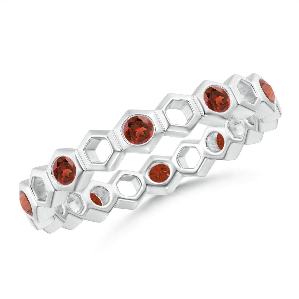 2mm AAA Natori x Angara Hexagonal Alternate Garnet Eternity Band in 55 White Gold